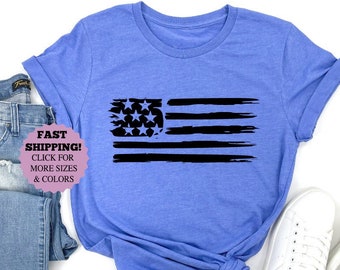 Patriotic American Flag T-Shirt, Army Style, Veteran Tee