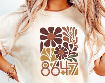 Comfort Colors Floral 8647 Subtle Anti Trump Political Shirt, Anti Fascism, Retro Liberal Shirt, Democrat Tee, Floral Political Protest Tee