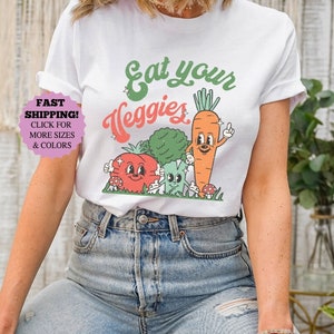 Eat Your Veggies Retro Graphic Shirt | Vegan Shirt | Farmers Market Vegetable Shirt