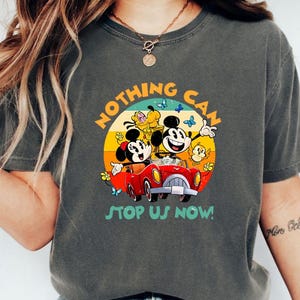 Comfort Colors Disney Mickey & Minnie&#39;s Runaway Railway Nothing Can Stop Us Now Shirt, WDW Magic Kingdom Shirt, Retro Family Vacation Gift