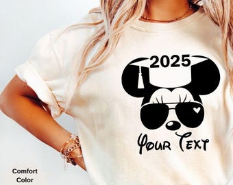 Maglietta da aviatore Minnie per la laurea Comfort Colors, maglietta Minnie Grad Squad, maglietta per laurea Disney del 2025, maglietta per viaggio di laurea Disney, maglietta per l'ultimo anno