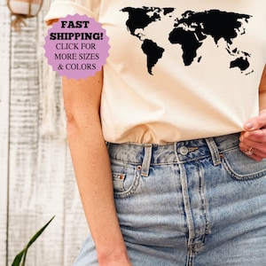 Weltkarten Shirt, Welt ohne Grenzen Shirt, Welttournee Shirt, Abenteuer Shirt, Weltfrieden Shirt, Geografie Bekleidung T-Shirt