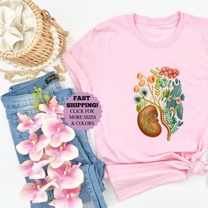 Floral Kidney Shirt, Nephrologist shirt, Kidney Disease Awareness Tee, Nurse Tee, Organ Donation Gift for Her, Nurses Week Tee, Nursing Tee