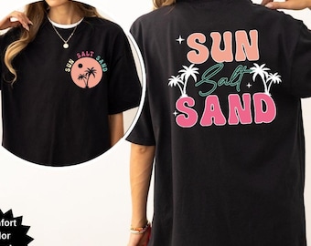 Comfort Colors® Retro Sun Sand Salt T-Shirt, 2026 Trendy Summer Vacation Tee, Funny Beach Shirt, Retro Summer shirt, Sun Salt Sand on shirt