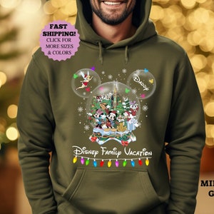 Custom Mickey and friends Globe Xmas Daddy sweatshirt, Mickey very merry Christmas party 2024 Hoodie, Disney Xmas Family Vacation Daddy Gift