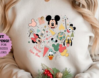 Maglietta vintage di Topolino e i suoi amici per il Capodanno 2025