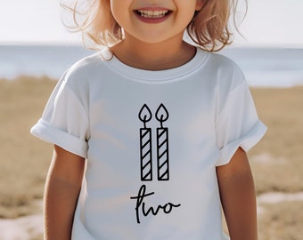 Two Candle Birthday kids Shirt, 2nd Birthday Girl Tee, Second Birthday Gift, Birthday Outfit Tee, Second Birthday Toddler Tee, Birthday Gift