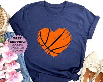 Distressed Basketball Heart Shirt, Unisex Fit