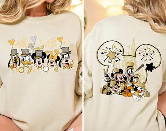 Disney Happy New Year 2025 Sweatshirt, Mickey And Friends New Years Eve Hoodie, Mickey ears New Years Castle Tee, New Year's 2025 Trip Tee