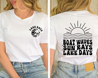 Camiseta "Días en el lago": Olas en barco, rayos de sol y viaje familiar