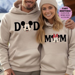 Camiseta personalizada Disney Minnie para mamãe e papai, moletom com capuz para viagem em família Disney, camiseta Minnie, tia e tio Mickey, moletom com os nomes da vovó e do vovô