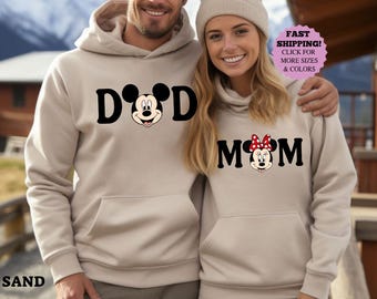 Custom Disney Minnie Mom and Dad Shirt, Disney Family Couple Trip Hoodie, Minnie Aunt Mickey Uncle Tee, Named Grammy and Grandpa Sweatshirt