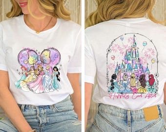 Vintage Disney Watercolor Princess Castle Shirt, Disneyland Princess Girls Trip Shirt, Minnie Ears Princess Birthday Girl Tee, Birthday Gift