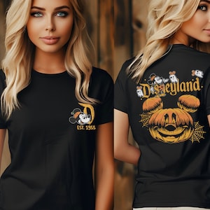 Retro Disneyland Est 1955 Mickey Mouse Halloween Shirt, Mickey Halloween Pumpkin shirt, Disneyland Halloween Tee, Disney Family Vacation Tee