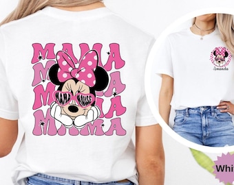 Koszulka retro Minnie Mouse Mama, spersonalizowana koszulka z kieszonką