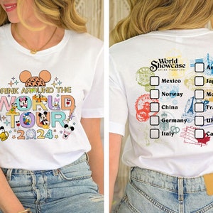 Epcot World Tour 2024 Shirt: Mickey and Friends Drinking Team