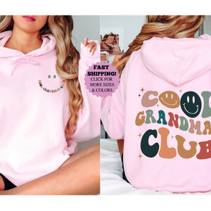 クールなグランマズクラブのスウェットシャツ、新しいおばあちゃんの誕生日パーカー、おばあちゃんになるTシャツ、おばあちゃんに昇進したギフト、母の日ギフト、おばあちゃんへのクリスマスギフト