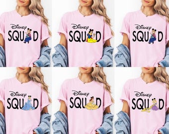 Comfort Colors Disney Princesses Squad Shirt, Princess characters Tee, Princess Birthday Gift, Disney Girls Trip Shirt, Disney Vacation Tee
