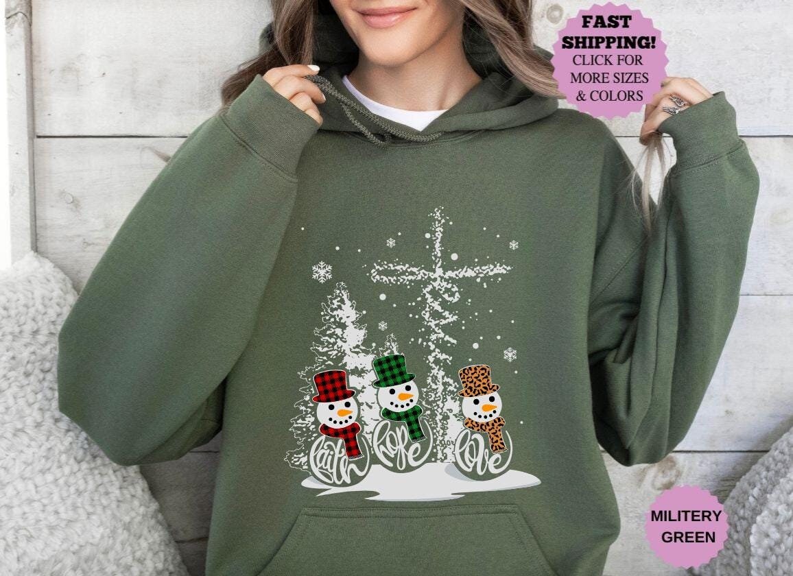 Faith Hope Love Jesus Snowmens Christmas Sweatshirt, Christian Family Xmas Trip shirt, Christmas Snowmens Hoodie, Cute Winter Snowmens shirt