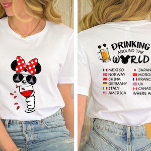 Minnie Wine shirt, Epcot Drinking Around The World Shirt, Drinking Around The World Checklist, Disney Epcot Family Couple shirt, Epcot World