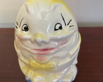 Vintage 1940 Alice in Philcoland Figural Bank Humpty Dumpty Glazed Ceramic Bank, Please Read Details