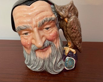 Royal Doulton Merlin Toby Mug, Merlin and Owl Large Jug