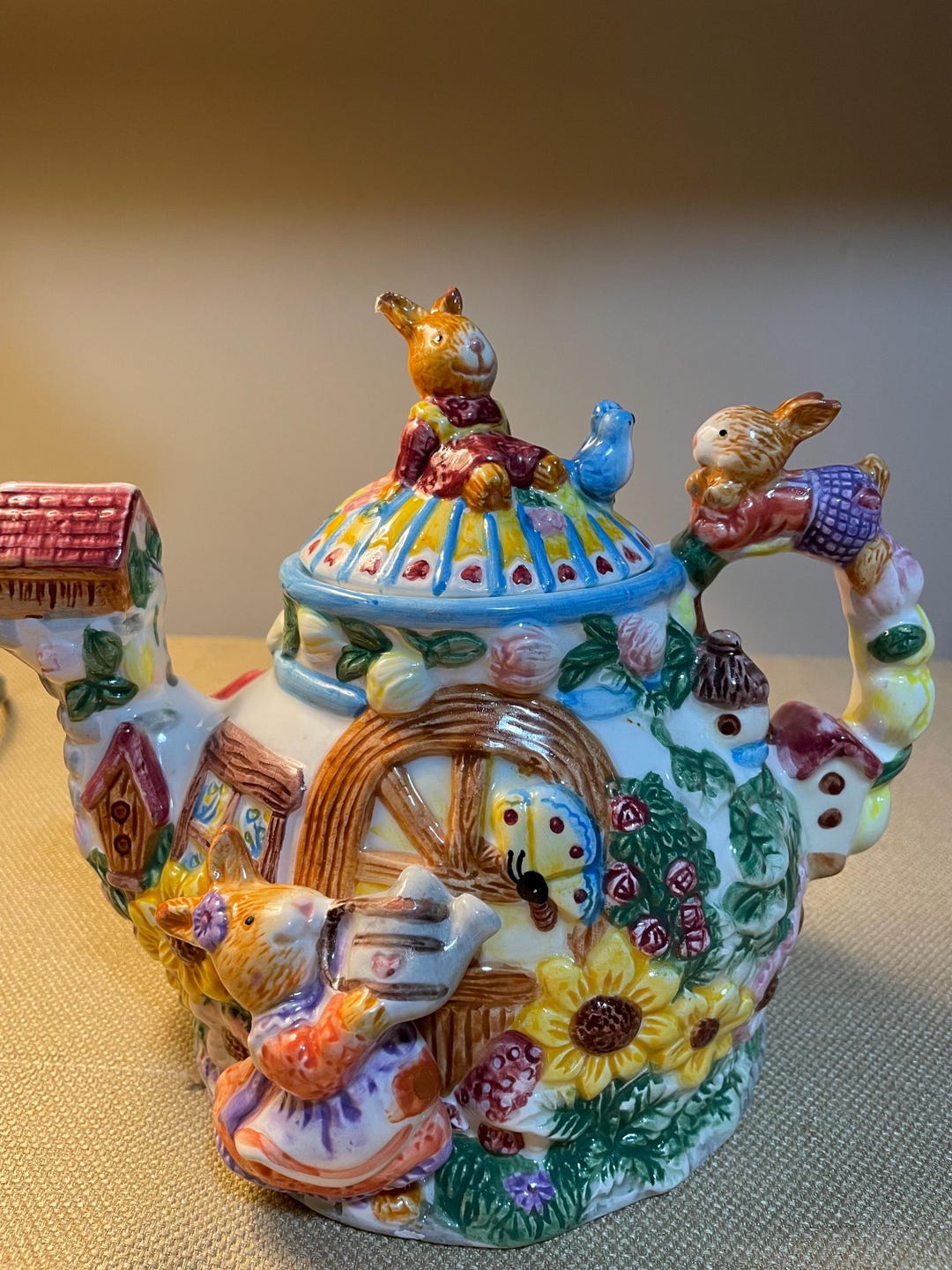 Golden Rabbit Kitchen Tea Pot Vintage 1999 Bunny Rabbit Garden Party Teapot 7” Tall - Etsy