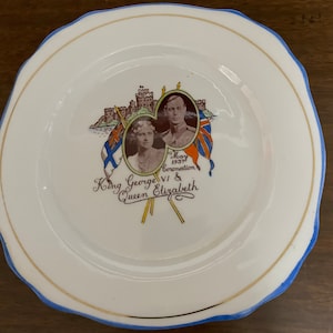 Vintage Royal Stafford Bone China 1937 Coronation 6.5” Plate, King GeorgeVI and Queen Elisabeth, Collectible Plate