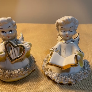 Set of 2 Vintage Blume Porcelain Angels, 4” Tall, Japan