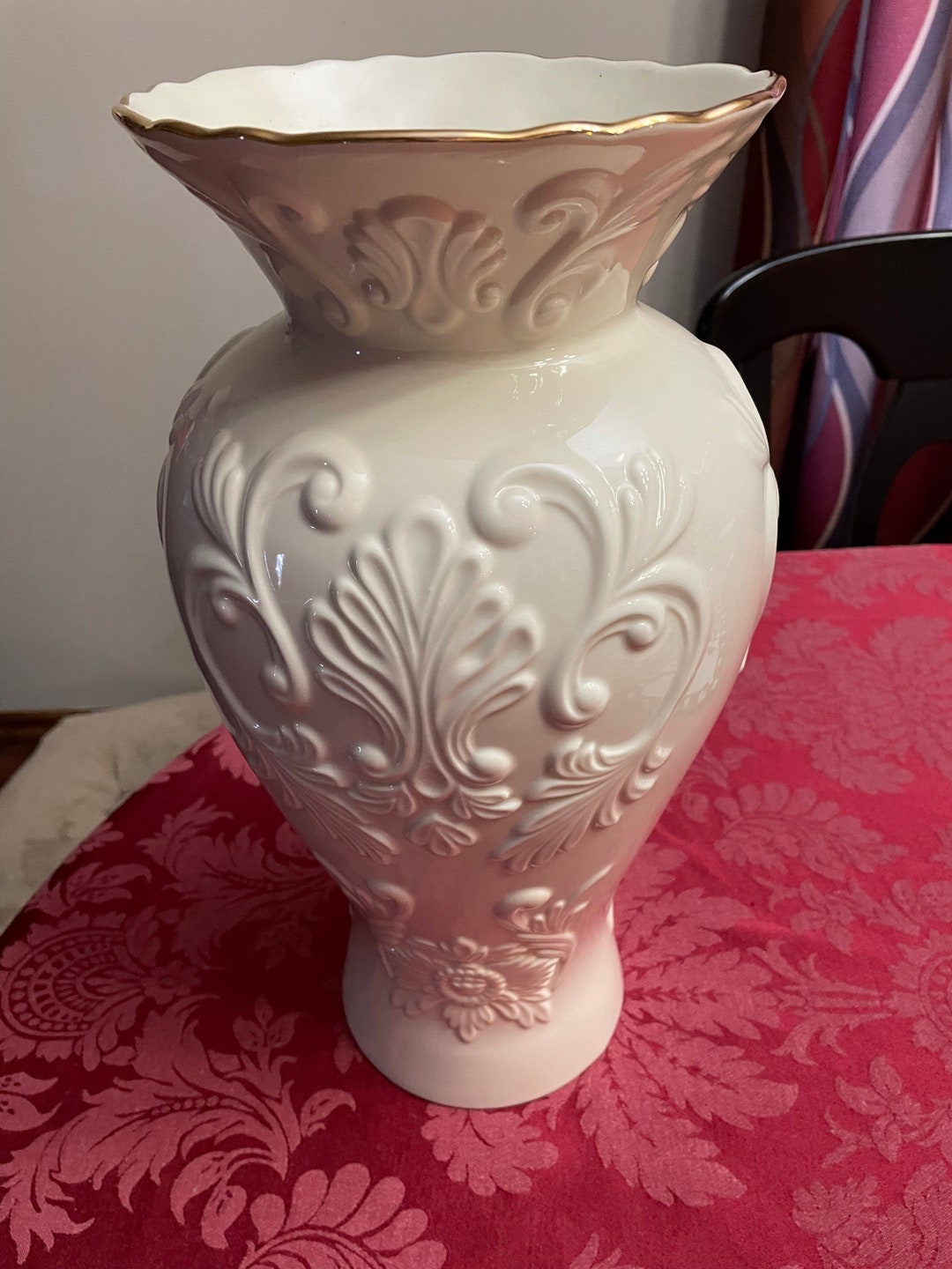 Lenox Vase 16 Tall Ivory With Gold Trim Etsy