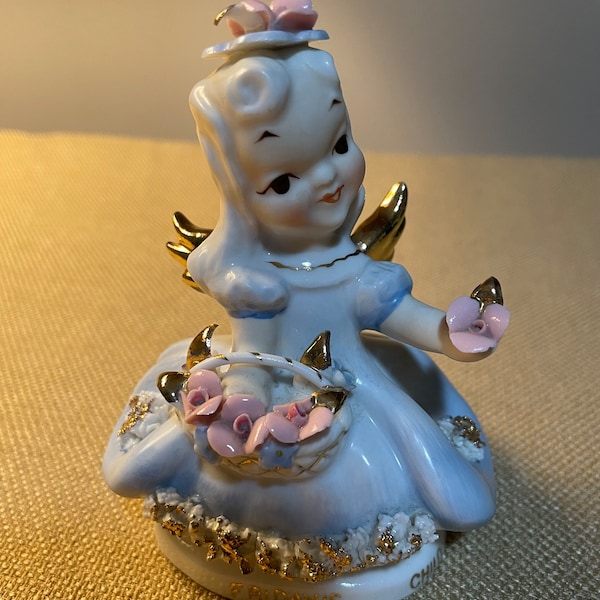 Vintage Lefton Friday’s Child Angel 4” Tall Figurine, Read All Details