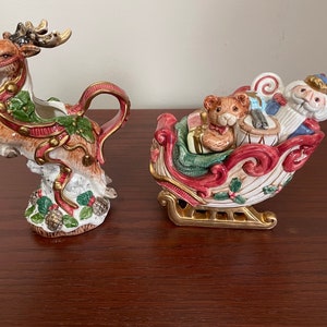 Fitz and Floyd 1993 Kris Kringle Creamer and Sugar Bowl,  Please Read Details