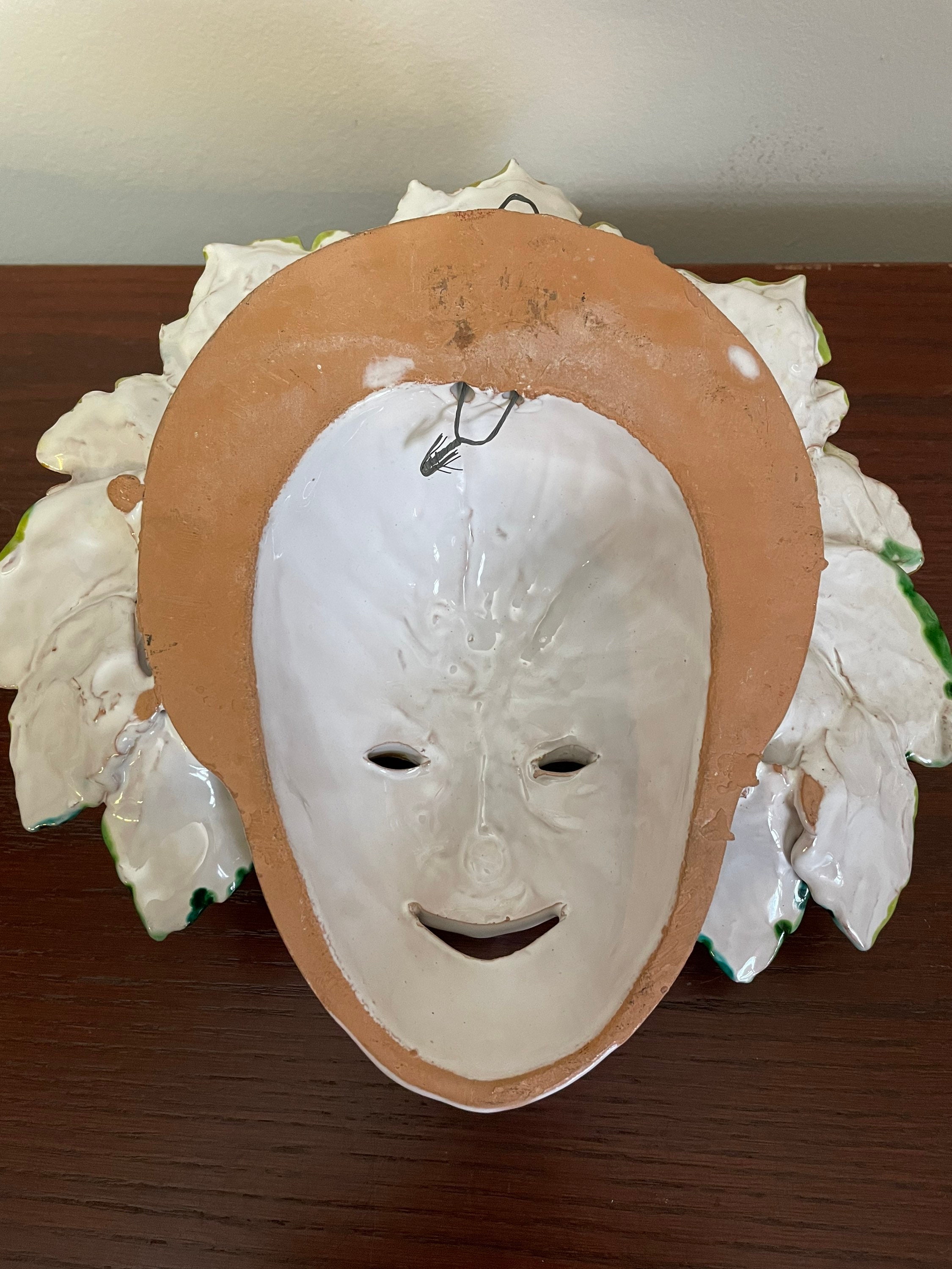 Vintage 11 Bacchus Heavy Majolica Wall Hanging Face Mask Made Etsy