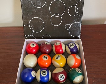 Set of 16 Miniature Small Mini Pool Balls Billiard 1 1/4" LAFBGR 