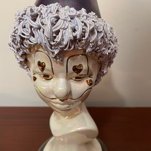 Harlequin Clown Bust with Sculpted Spaghetti  Hair