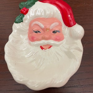 Vintage Ceramic 6” Santa Face Wall Plaque, Candy Dish, Made in Japan, Please Read Details