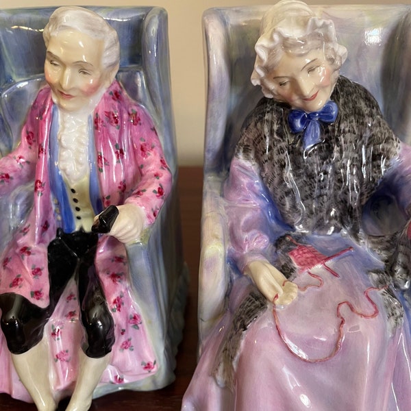 Royal Doulton,2 figurines,Darby and Joan, old couple HN 2023 HN 2024