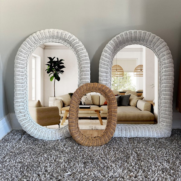 White Wicker Mirror Etsy