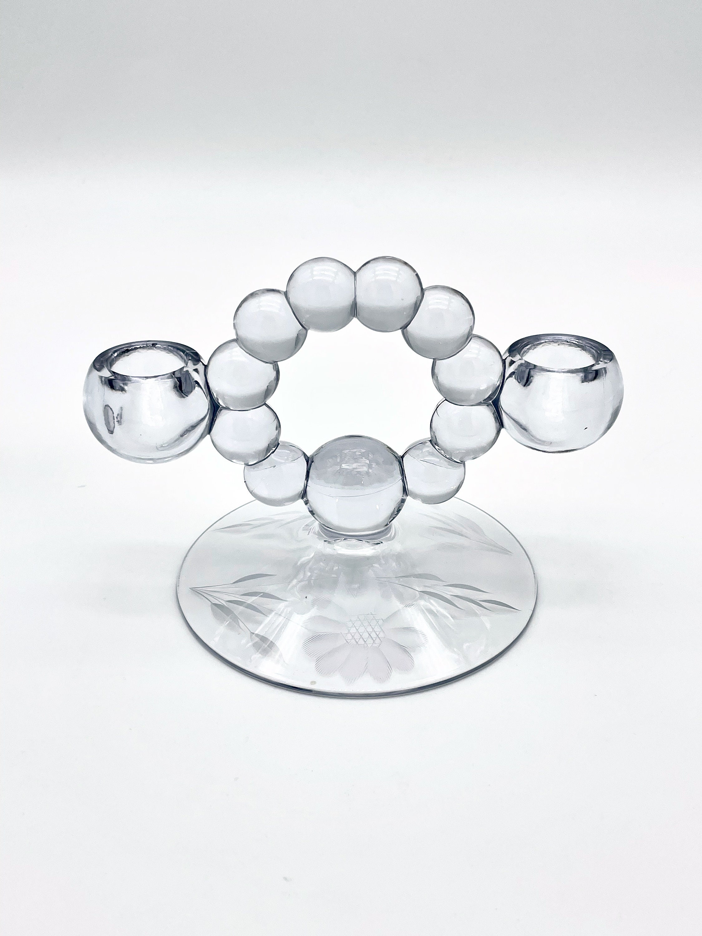 Imperial Clear Glass Ball Candle Holder Etsy