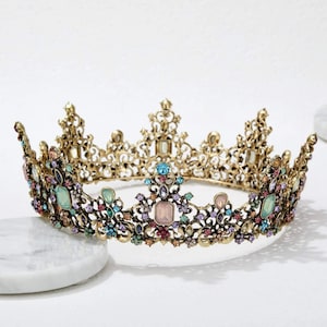 Baroque Tiaras and Crowns for women Jeweled Costume Tiara Crown Headpiece for Prom