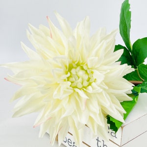 White Real Touch Large Dahlia Extremely Realistic Luxury Quality Artificial Flower Wedding/Home Decoration Gifts Decor Floral D-002 image 1