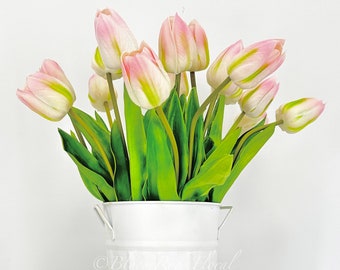 18" Real Touch Silicone Tulip: Baby Pink Artificial Flower