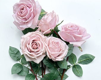 Mauve Rose Real Touch 25" Tall Latex Luxury Quality Artificial Flower Wedding/Home Decoration Gift Floral  Color Faux Floral R-048