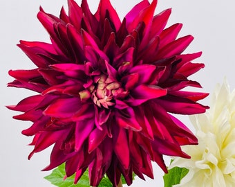 Burgundy Real Touch Dahlia Stem: Luxury Artificial Flower, 26"