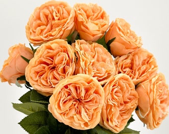 Real Touch Orange English Rose | 23" Tall Luxury Quality Artificial Flower | Wedding/Home Decoration | Gift Decor | Floral Faux Floral R-040