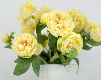 Yellow Moutan Silk Peony Stem Realistic High-Quality Artificial Kitchen/Wedding/Home Decoration Gift French Floral Flower Bouquet P-011