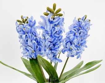 1 Artificial Hyacinth Real Touch Latex Stem Faux Flowers Floral Centerpiece Accessories Wedding Home/Kitchen Hotel Party Decoration DIY Blue