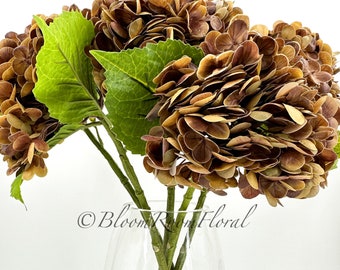 Choc Brown Real Touch Hydrangea: Luxury Artificial Flower, 21"