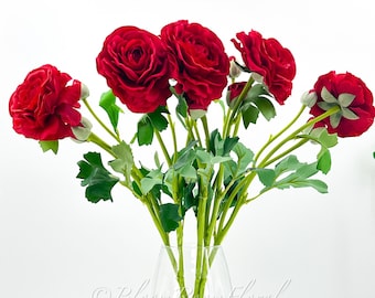 Red Real Touch Ranunculus Stem | 20" Faux Floral Arrangement
