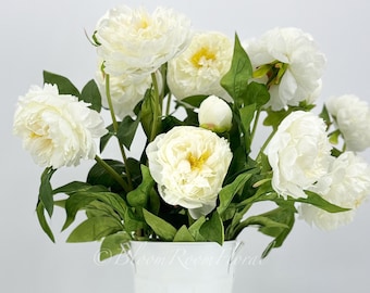 White Moutan Silk Peony Stem Realistic High-Quality Artificial Kitchen/Wedding/Home Decoration Gift French Floral Flower Craf Bouquet P-015